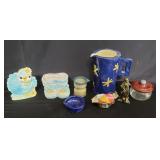 Group of ceramic and pottery pitchers, vase ,