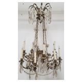 Vintage bronze and crystal chandelier