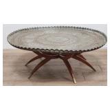 Vintage 2-piece Moroccan engraved brass tray