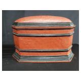 Vintage Asian wicker and wood lidded storage box