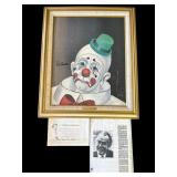 Framed signed Red Skelton sad face clown