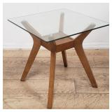 Coaster walnut end table with glass top