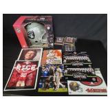 Group of football and baseball memorabilia