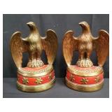 Pair of bronze clad eagle book ends