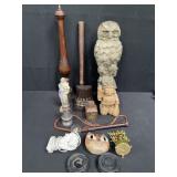 Group of miscellaneous owl statue, silver plated