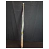 Stainless steel and brass sword with wood handle