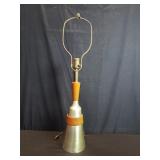 Mid century modern aluminum and walnut table lampp