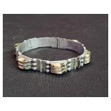 Sterling silver Deco style hinged bracelet with