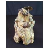 Vintage Asian stoneware bearedman sculpture