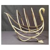 Mid-Century Modern brass swan magazine rack