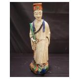 Vintage Chinese porcelain glazed flutist figurine