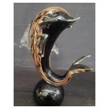 Signed Murano glass dolphin figurine