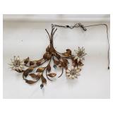 Vintage metal electrified floral wall decor