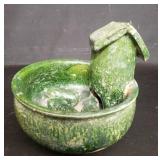 Vintage Chinese pottery pig house sculpture