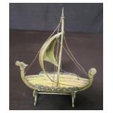 Vintage brass Viking logship figure