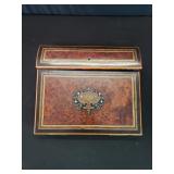 19th century burlwood lap desk with brass and