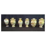 Six vintage Japanese Satsuma vases