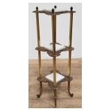 Vintage brass 3-tier plant stand with marble top