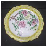Chinese enameled plate with scalloped edges and