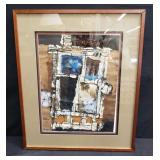 Mixed media signed Patterson 1976  " Ventana "