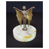 Art Nouveau winged female figure bronze and onyx