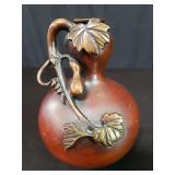 20th-century cast bronze double gourd vase with