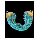 Vintage Konyak Naga teal beaded necklace