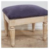 Modern blonde wood upholstered ottoman