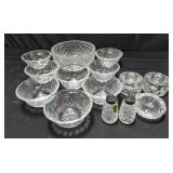 Group of Waterford crystal bowls & candle