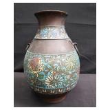 Vintage Chinese bronze champleve enameld vase