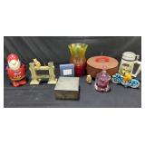 Box of miscellaneous hand blown glass vase,