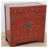 Vintage Asian red laqucered and hand painted