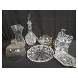 Group of miscellaneous glass items, decanter,