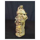 Vintage Chinese stoneware beaded man with a fan