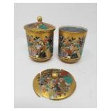 Two Satsuma ware lidded teacups