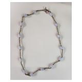Sterling silver and carved lace agate necklace