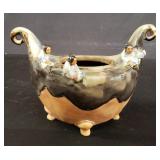 Japanese Sumida Gawa pottery boat footed bowl