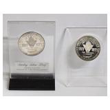 2 Sterling silver Proof coins/medallions struck