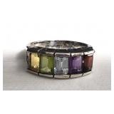 Sterling silver ring with semi-precious stones