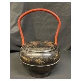 Vintage Chinese lacquered wood basket