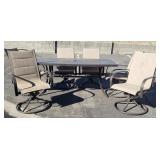 Table and 6 swivel chairs aluminum patio set