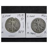 1921-S and 1919-D Walking Liberty silver Half
