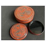Vintage Chinese cinnabar lacquer boxes