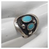 Silver and turquoise ring