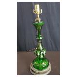 Bohemian green glass table lamp
