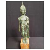 Vintage Thai bronze walking Buddha sculpture