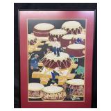 Framed and matted Asian print