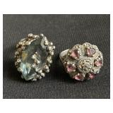 Pair of sterling silver rings with marcasites &