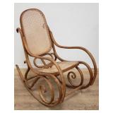 Thonet-style bentwood and cane rocking chair