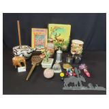 Box of miscellaneous: antique photo album,